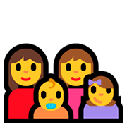 Émoji 👩‍👩‍👶‍👧 Famille: Femme, Femme, Bébé, Fille sur Microsoft Windows 10 April 2018 Update.