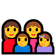 Émoji 👩‍👩‍👦‍👧 Famille: Femme, Femme, Garçon, Fille sur Microsoft Windows 10 April 2018 Update.