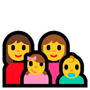 👩‍👩‍👧‍👶 Emoji Familia: mujer, mujer, niña, bebé en Microsoft Windows 10 April 2018 Update.