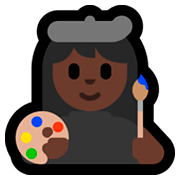 👩🏿‍🎨 Emoji Artista Plástica: Pele Escura na Microsoft Windows 10 April 2018 Update.