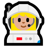 👩🏼‍🚀 Emoji Astronauta Mujer: Tono De Piel Claro Medio en Microsoft Windows 10 April 2018 Update.