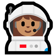 Émoji 👩🏽‍🚀 Astronaute Femme : Peau Légèrement Mate sur Microsoft Windows 10 April 2018 Update.