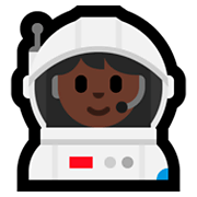 Emoji 👩🏿‍🚀 Astronauta Donna: Carnagione Scura su Microsoft Windows 10 April 2018 Update.