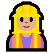 👷🏼‍♀️ Emoji Bauarbeiterin: mittelhelle Hautfarbe Microsoft Windows 10 April 2018 Update.