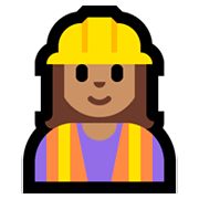 👷🏽‍♀️ Emoji Obrera: Tono De Piel Medio en Microsoft Windows 10 April 2018 Update.