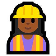 👷🏾‍♀️ Emoji Obrera: Tono De Piel Oscuro Medio en Microsoft Windows 10 April 2018 Update.