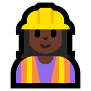 👷🏿‍♀️ Emoji Pedreira: Pele Escura na Microsoft Windows 10 April 2018 Update.