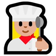 Émoji 👩🏼‍🍳 Cuisinière : Peau Moyennement Claire sur Microsoft Windows 10 April 2018 Update.