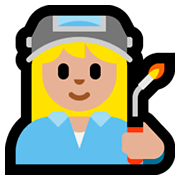 👩🏼‍🏭 Emoji Operaria: Tono De Piel Claro Medio en Microsoft Windows 10 April 2018 Update.