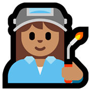 👩🏽‍🏭 Emoji Operaria: Tono De Piel Medio en Microsoft Windows 10 April 2018 Update.