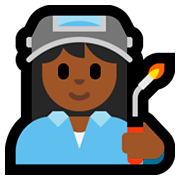 👩🏾‍🏭 Emoji Fabrikarbeiterin: mitteldunkle Hautfarbe Microsoft Windows 10 April 2018 Update.