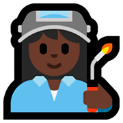 👩🏿‍🏭 Emoji Fabrikarbeiterin: dunkle Hautfarbe Microsoft Windows 10 April 2018 Update.
