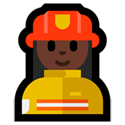 👩🏿‍🚒 Emoji Bombeira: Pele Escura na Microsoft Windows 10 April 2018 Update.