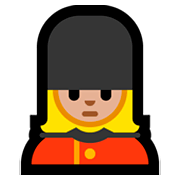 💂🏼‍♀️ Emoji Guardia Mujer: Tono De Piel Claro Medio en Microsoft Windows 10 April 2018 Update.