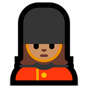 Emoji 💂🏽‍♀️ Guardia Donna: Carnagione Olivastra su Microsoft Windows 10 April 2018 Update.