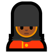 💂🏾‍♀️ Emoji Wachfrau: mitteldunkle Hautfarbe Microsoft Windows 10 April 2018 Update.
