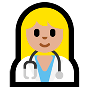👩🏼‍⚕️ Emoji Profesional Sanitario Mujer: Tono De Piel Claro Medio en Microsoft Windows 10 April 2018 Update.