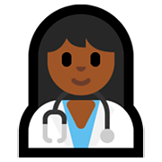 👩🏾‍⚕️ Emoji Mulher Profissional Da Saúde: Pele Morena Escura na Microsoft Windows 10 April 2018 Update.