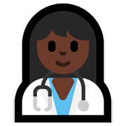 👩🏿‍⚕️ Emoji Ärztin: dunkle Hautfarbe Microsoft Windows 10 April 2018 Update.
