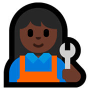 👩🏿‍🔧 Emoji Mecánica: Tono De Piel Oscuro en Microsoft Windows 10 April 2018 Update.