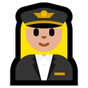 👩🏼‍✈️ Emoji Pilotin: mittelhelle Hautfarbe Microsoft Windows 10 April 2018 Update.
