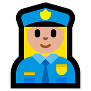 👮🏼‍♀️ Emoji Polizistin: mittelhelle Hautfarbe Microsoft Windows 10 April 2018 Update.