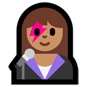 👩🏽‍🎤 Emoji Cantora: Pele Morena na Microsoft Windows 10 April 2018 Update.