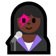👩🏿‍🎤 Emoji Sängerin: dunkle Hautfarbe Microsoft Windows 10 April 2018 Update.