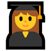 Emoji 👩‍🎓 Studentessa su Microsoft Windows 10 April 2018 Update.