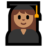 Emoji 👩🏽‍🎓 Studentessa: Carnagione Olivastra su Microsoft Windows 10 April 2018 Update.