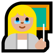 Émoji 👩🏼‍🏫 Enseignante : Peau Moyennement Claire sur Microsoft Windows 10 April 2018 Update.