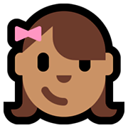 Emoji 👧🏽 Bambina: Carnagione Olivastra su Microsoft Windows 10 April 2018 Update.