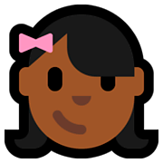 Emoji 👧🏾 Bambina: Carnagione Abbastanza Scura su Microsoft Windows 10 April 2018 Update.