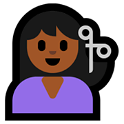 💇🏾 Emoji Persona Cortándose El Pelo: Tono De Piel Oscuro Medio en Microsoft Windows 10 April 2018 Update.
