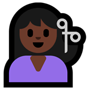 💇🏿 Emoji Persona Cortándose El Pelo: Tono De Piel Oscuro en Microsoft Windows 10 April 2018 Update.
