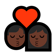 👨🏿‍❤️‍💋‍👩🏿 Emoji sich küssendes Paar - Mann: dunkle Hautfarbe, Frau: dunkle Hautfarbe Microsoft Windows 10 April 2018 Update.