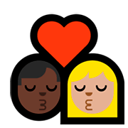 👨🏿‍❤️‍💋‍👩🏼 Emoji sich küssendes Paar - Mann: dunkle Hautfarbe, Frau: mittelhelle Hautfarbe Microsoft Windows 10 April 2018 Update.