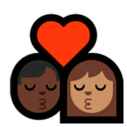 👨🏿‍❤️‍💋‍👩🏽 Emoji sich küssendes Paar - Mann: dunkle Hautfarbe, Frau: mittlere Hautfarbe Microsoft Windows 10 April 2018 Update.