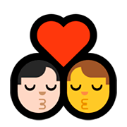 Emoji 👨🏻‍❤️‍💋‍👨 Bacio Tra Coppia - Uomo: Carnagione Chiara, Hombre su Microsoft Windows 10 April 2018 Update.