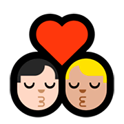 👨🏻‍❤️‍💋‍👨🏼 Emoji sich küssendes Paar - Mann: helle Hautfarbe, Mann: mittelhelle Hautfarbe Microsoft Windows 10 April 2018 Update.