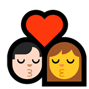 Emoji 👨🏻‍❤️‍💋‍👩 Bacio Tra Coppia - Uomo: Carnagione Chiara, Donna su Microsoft Windows 10 April 2018 Update.