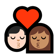 Emoji 👨🏻‍❤️‍💋‍👩🏽 Bacio Tra Coppia - Uomo: Carnagione Chiara, Donna: Carnagione Olivastra su Microsoft Windows 10 April 2018 Update.