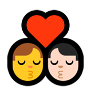 👨‍❤️‍💋‍👨🏻 Emoji sich küssendes Paar - Mann, Mann: helle Hautfarbe Microsoft Windows 10 April 2018 Update.