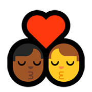 👨🏾‍❤️‍💋‍👨 Emoji sich küssendes Paar - Mann: mitteldunkle Hautfarbe, Hombre Microsoft Windows 10 April 2018 Update.