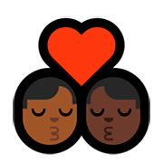 👨🏾‍❤️‍💋‍👨🏿 Emoji sich küssendes Paar - Mann: mitteldunkle Hautfarbe, Mann: dunkle Hautfarbe Microsoft Windows 10 April 2018 Update.