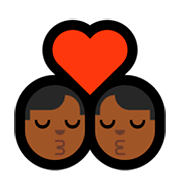 👨🏾‍❤️‍💋‍👨🏾 Emoji sich küssendes Paar - Mann: mitteldunkle Hautfarbe, Mann: mitteldunkle Hautfarbe Microsoft Windows 10 April 2018 Update.