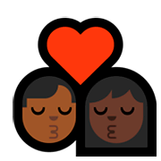 👨🏾‍❤️‍💋‍👩🏿 Emoji sich küssendes Paar - Mann: mitteldunkle Hautfarbe, Frau: dunkle Hautfarbe Microsoft Windows 10 April 2018 Update.