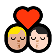 👨🏼‍❤️‍💋‍👨🏻 Emoji sich küssendes Paar - Mann: mittelhelle Hautfarbe, Mann: helle Hautfarbe Microsoft Windows 10 April 2018 Update.