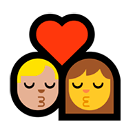 Emoji 👨🏼‍❤️‍💋‍👩 Bacio Tra Coppia - Uomo: Carnagione Abbastanza Chiara, Donna su Microsoft Windows 10 April 2018 Update.