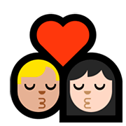 👨🏼‍❤️‍💋‍👩🏻 Emoji sich küssendes Paar - Mann: mittelhelle Hautfarbe, Frau: helle Hautfarbe Microsoft Windows 10 April 2018 Update.